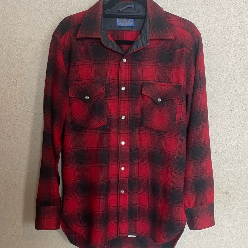 Pendleton Red and Black Plaid Button-Down Shirt